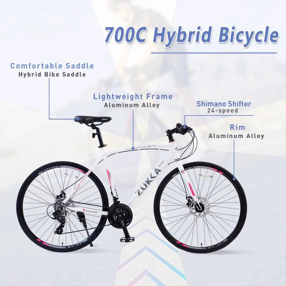 700C Hybrid Road Bike 24-Speed