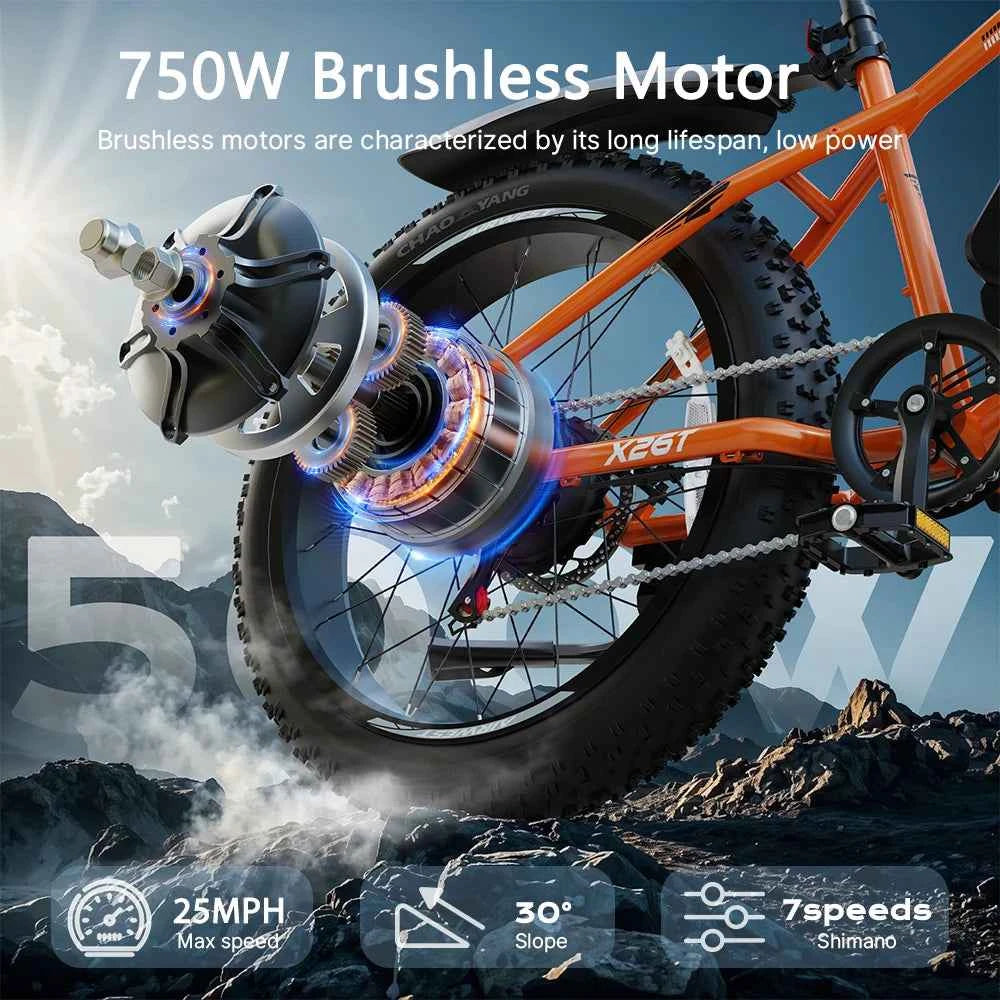 26” Fat Tire E-Bike 750W